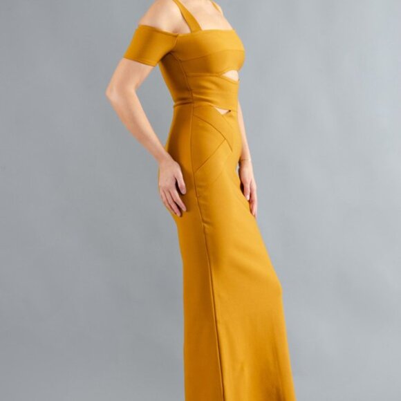 NWT Golden Knitted Body Con Dress with Cutouts @The King Kouture - Picture 4 of 9